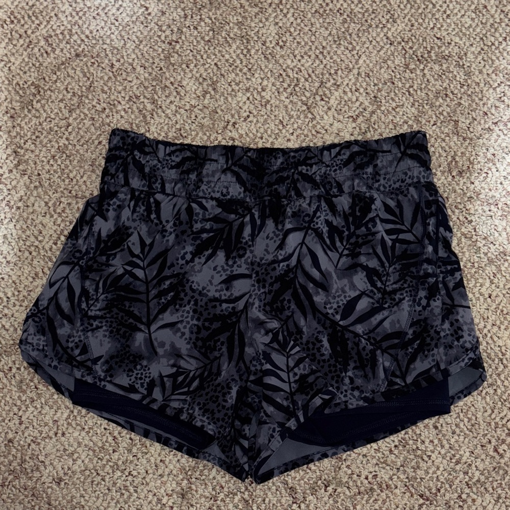 Avia Black Leaf Print Athletic Shorts